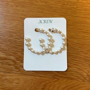 NWT J.Crew Pearl Hoop Earrings
